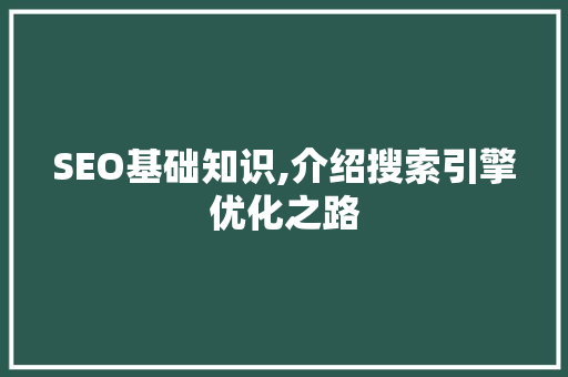 SEO基础知识,介绍搜索引擎优化之路