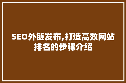 SEO外链发布,打造高效网站排名的步骤介绍