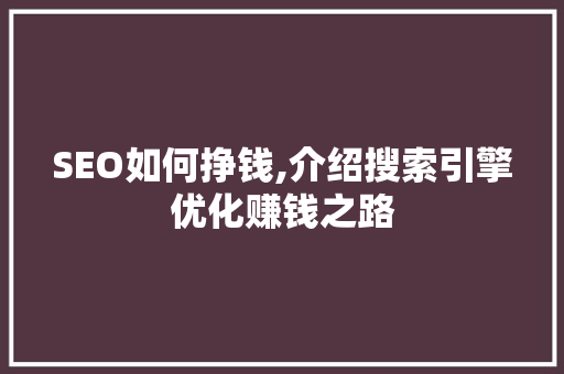 SEO如何挣钱,介绍搜索引擎优化赚钱之路
