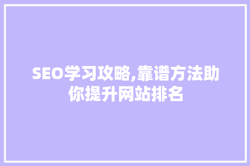 SEO学习攻略,靠谱方法助你提升网站排名