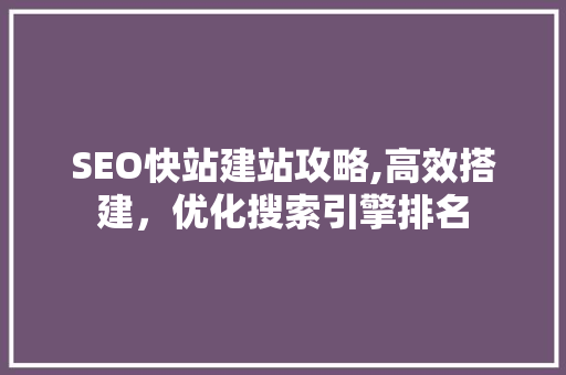 SEO快站建站攻略,高效搭建，优化搜索引擎排名