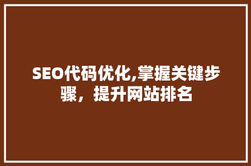 SEO代码优化,掌握关键步骤，提升网站排名
