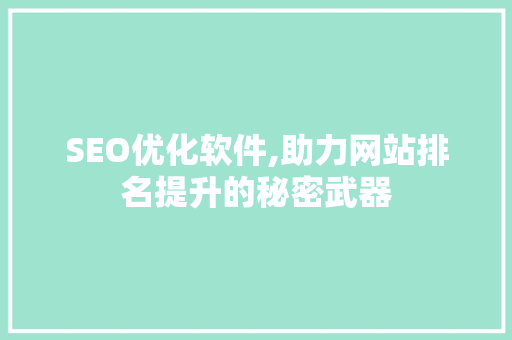 SEO优化软件,助力网站排名提升的秘密武器