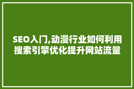 SEO入门,动漫行业如何利用搜索引擎优化提升网站流量