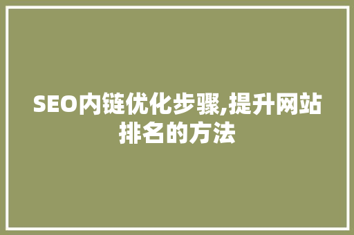 SEO内链优化步骤,提升网站排名的方法