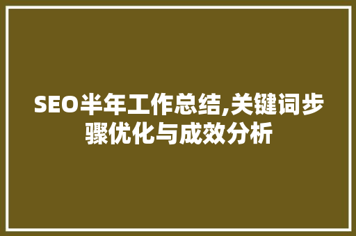 SEO半年工作总结,关键词步骤优化与成效分析