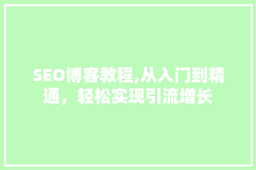 SEO博客教程,从入门到精通，轻松实现引流增长