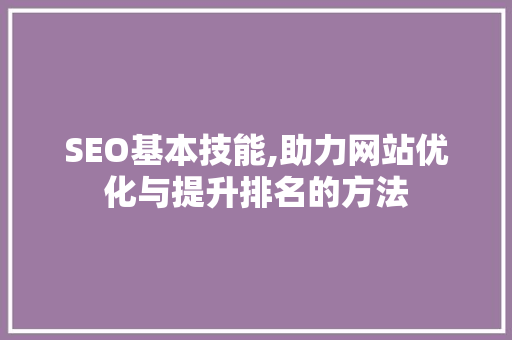 SEO基本技能,助力网站优化与提升排名的方法