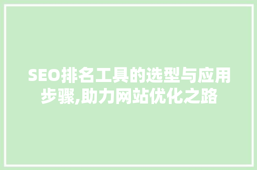 SEO排名工具的选型与应用步骤,助力网站优化之路