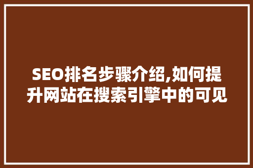 SEO排名步骤介绍,如何提升网站在搜索引擎中的可见度  第1张