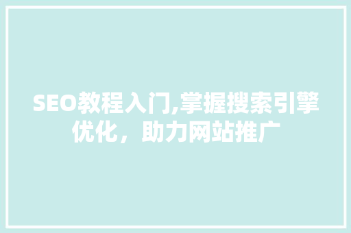 SEO教程入门,掌握搜索引擎优化，助力网站推广