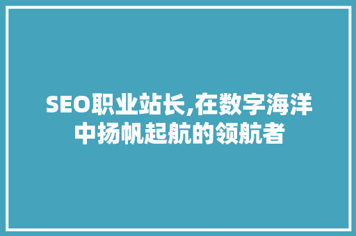 SEO职业站长,在数字海洋中扬帆起航的领航者