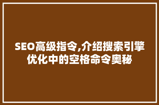 SEO高级指令,介绍搜索引擎优化中的空格命令奥秘