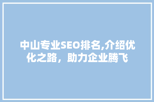 中山专业SEO排名,介绍优化之路，助力企业腾飞