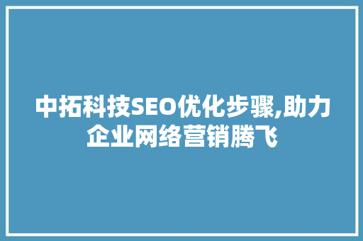 中拓科技SEO优化步骤,助力企业网络营销腾飞