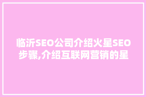 临沂SEO公司介绍火星SEO步骤,介绍互联网营销的星辰大海