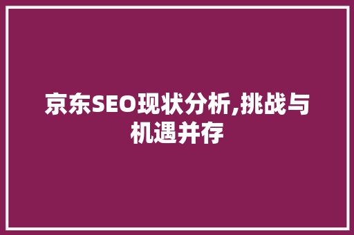 京东SEO现状分析,挑战与机遇并存