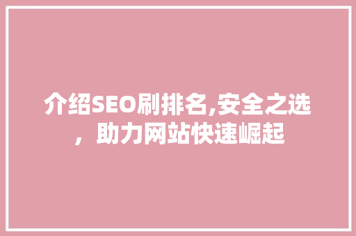介绍SEO刷排名,安全之选，助力网站快速崛起