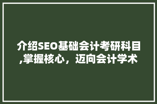 介绍SEO基础会计考研科目,掌握核心，迈向会计学术高峰