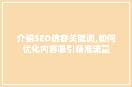 介绍SEO访客关键词,如何优化内容吸引精准流量