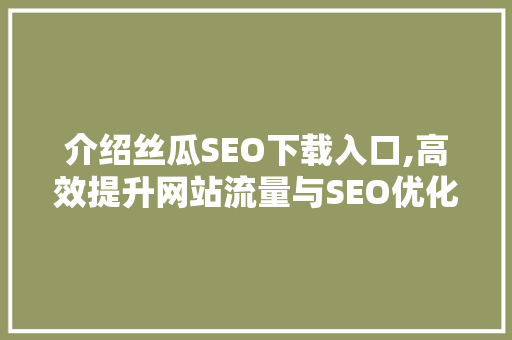 介绍丝瓜SEO下载入口,高效提升网站流量与SEO优化步骤
