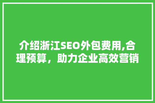 介绍浙江SEO外包费用,合理预算，助力企业高效营销