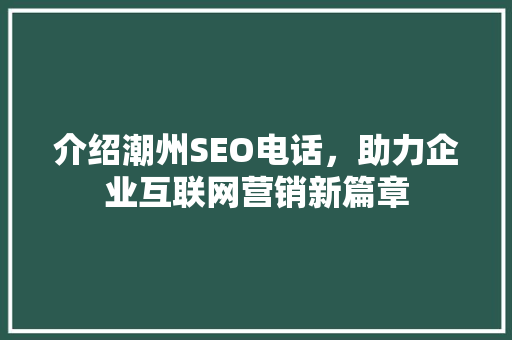 介绍潮州SEO电话，助力企业互联网营销新篇章