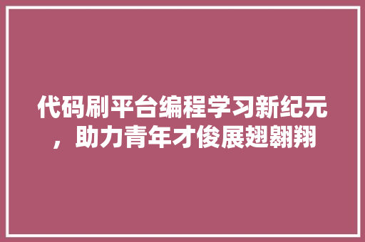 代码刷平台编程学习新纪元，助力青年才俊展翅翱翔
