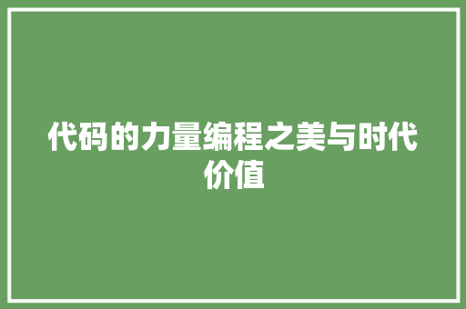 代码的力量编程之美与时代价值