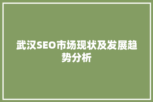 武汉SEO市场现状及发展趋势分析
