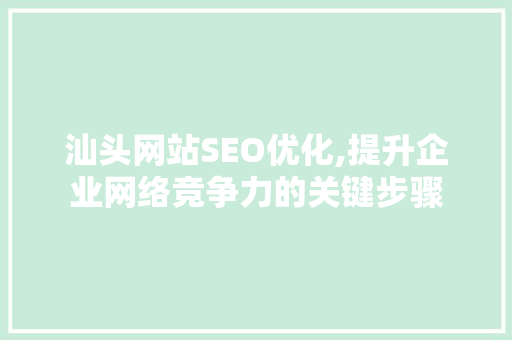 汕头网站SEO优化,提升企业网络竞争力的关键步骤