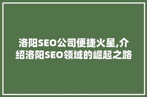 洛阳SEO公司便捷火星,介绍洛阳SEO领域的崛起之路