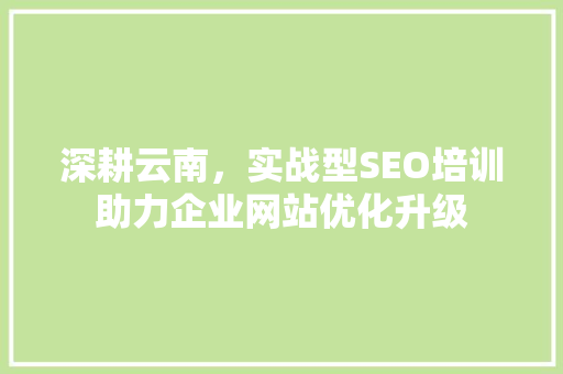 深耕云南，实战型SEO培训助力企业网站优化升级