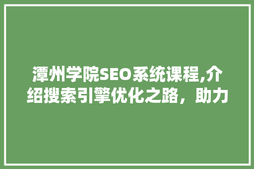 潭州学院SEO系统课程,介绍搜索引擎优化之路，助力网站提升排名