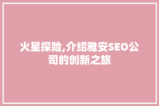 火星探险,介绍雅安SEO公司的创新之旅