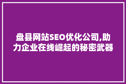 盘县网站SEO优化公司,助力企业在线崛起的秘密武器