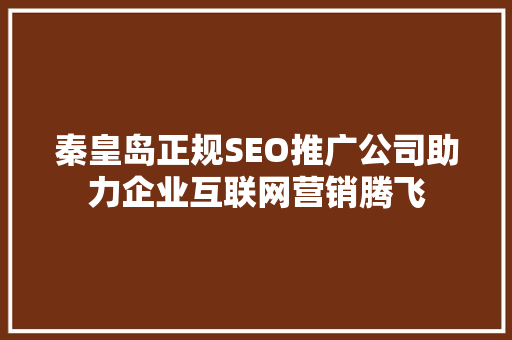 秦皇岛正规SEO推广公司助力企业互联网营销腾飞