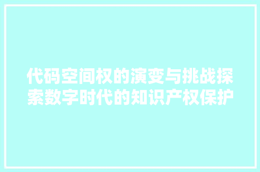 代码空间权的演变与挑战探索数字时代的知识产权保护