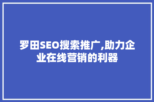 罗田SEO搜索推广,助力企业在线营销的利器