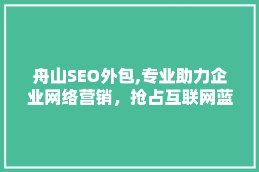 舟山SEO外包,专业助力企业网络营销，抢占互联网蓝海