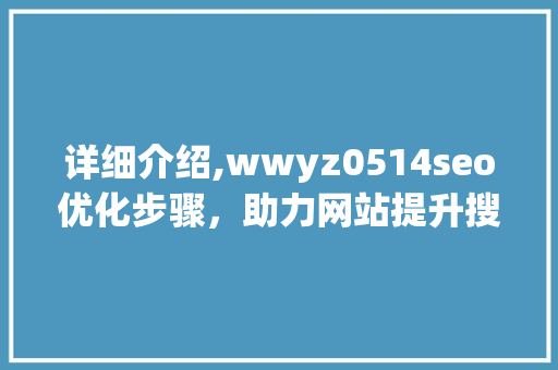 详细介绍,wwyz0514seo优化步骤，助力网站提升搜索引擎排名