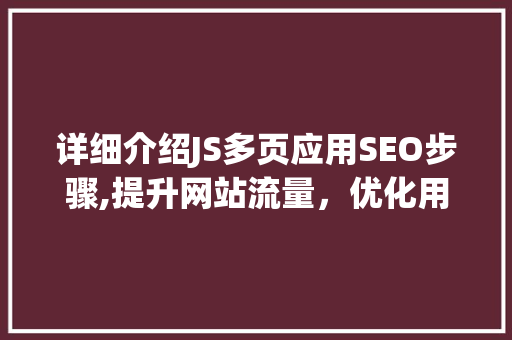 详细介绍JS多页应用SEO步骤,提升网站流量，优化用户体验  第1张