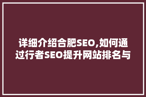 详细介绍合肥SEO,如何通过行者SEO提升网站排名与流量