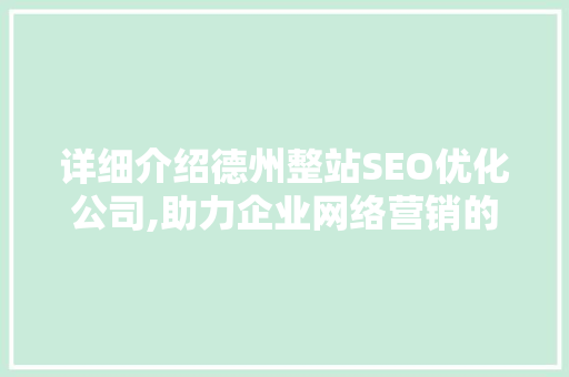 详细介绍德州整站SEO优化公司,助力企业网络营销的方法