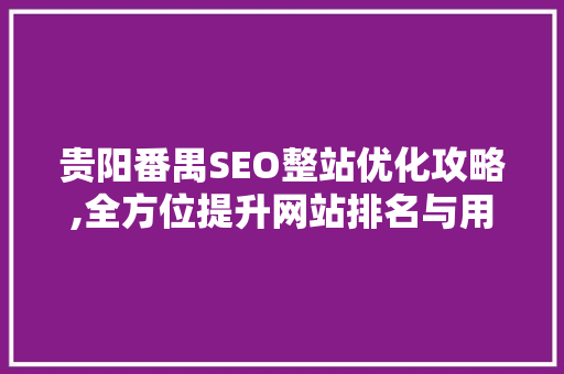 贵阳番禺SEO整站优化攻略,全方位提升网站排名与用户体验