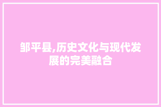 邹平县,历史文化与现代发展的完美融合