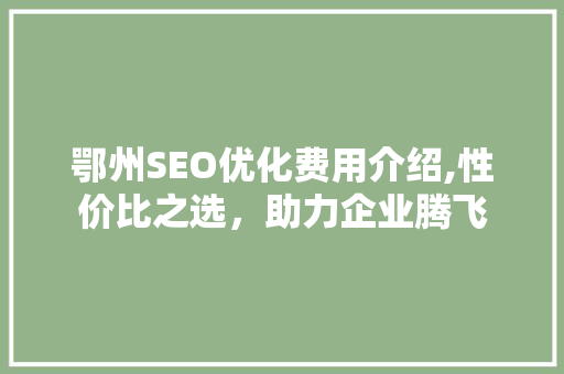 鄂州SEO优化费用介绍,性价比之选，助力企业腾飞