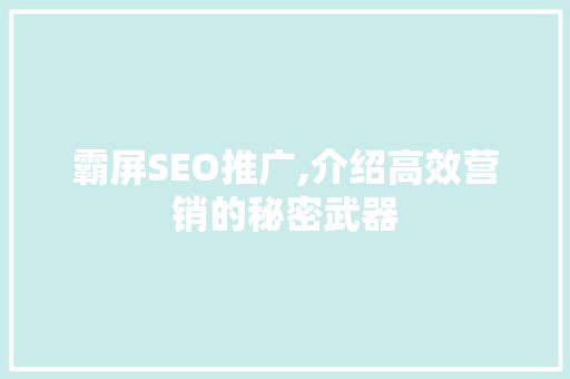 霸屏SEO推广,介绍高效营销的秘密武器