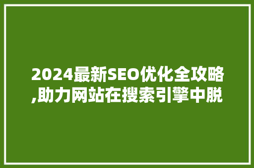 2024最新SEO优化全攻略,助力网站在搜索引擎中脱颖而出