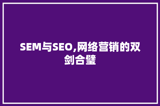 SEM与SEO,网络营销的双剑合璧